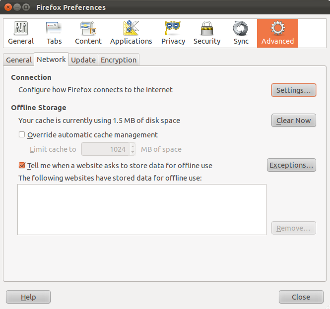 ConnectionのSettingsをクリック