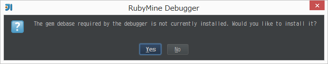 The gem debase required by the debugger is not currently installed.