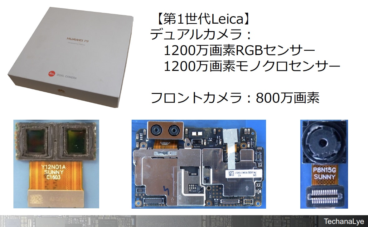 図1:中国Huaweiが2016年前半に発売したスマートフォン「P9」のカメラ部分