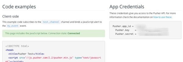 Pusher  Development — App keys