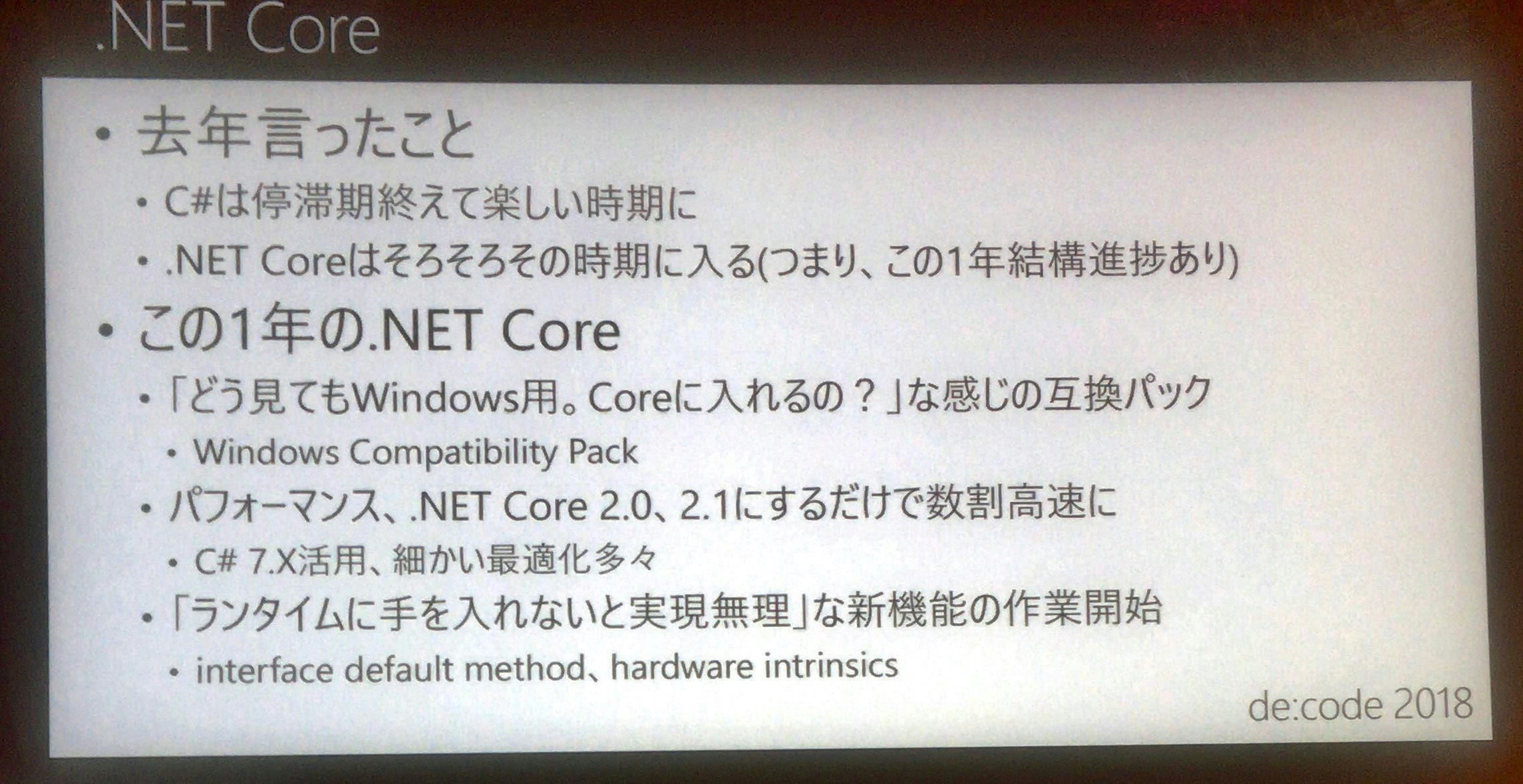 この１年の.NET Core