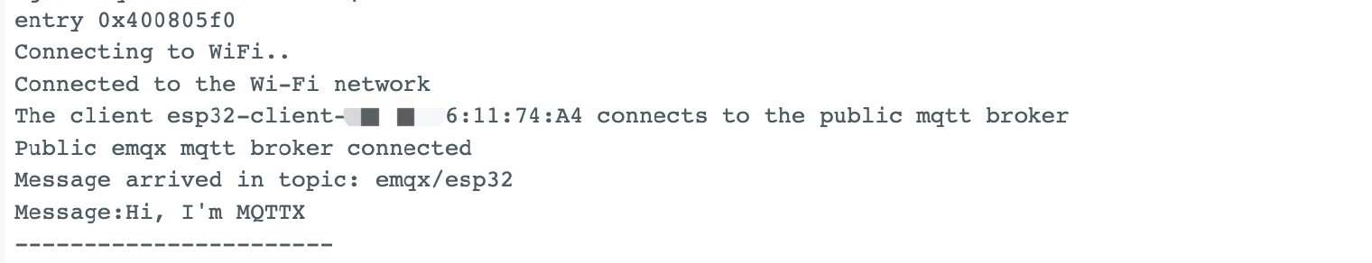 MQTTXによって公開されたメッセージ