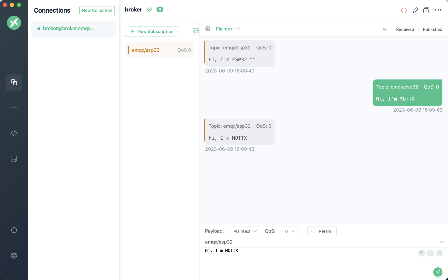 MQTTXクライアント