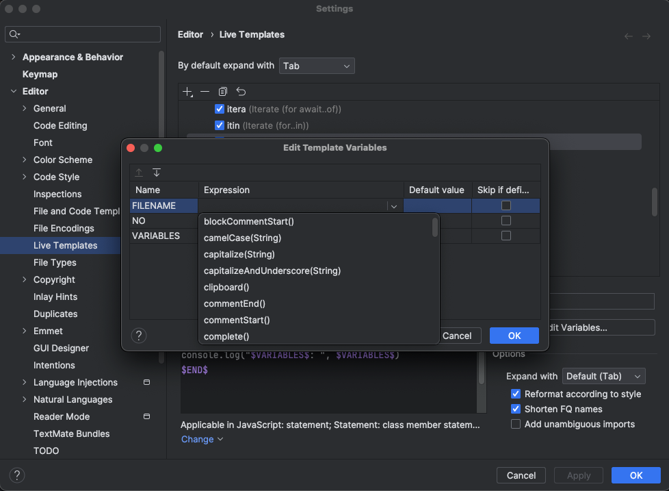 Expressionクリック時