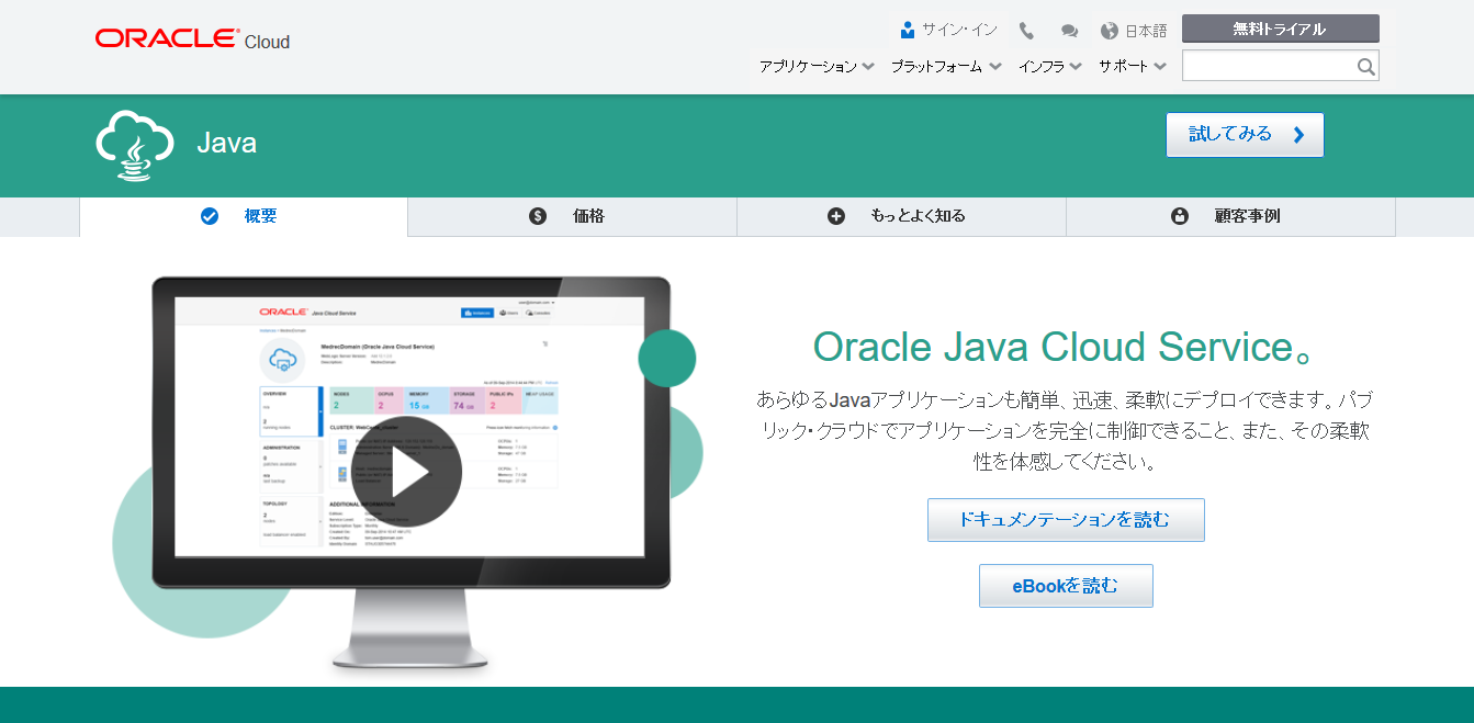 Oracle Java Cloud Service ホーム