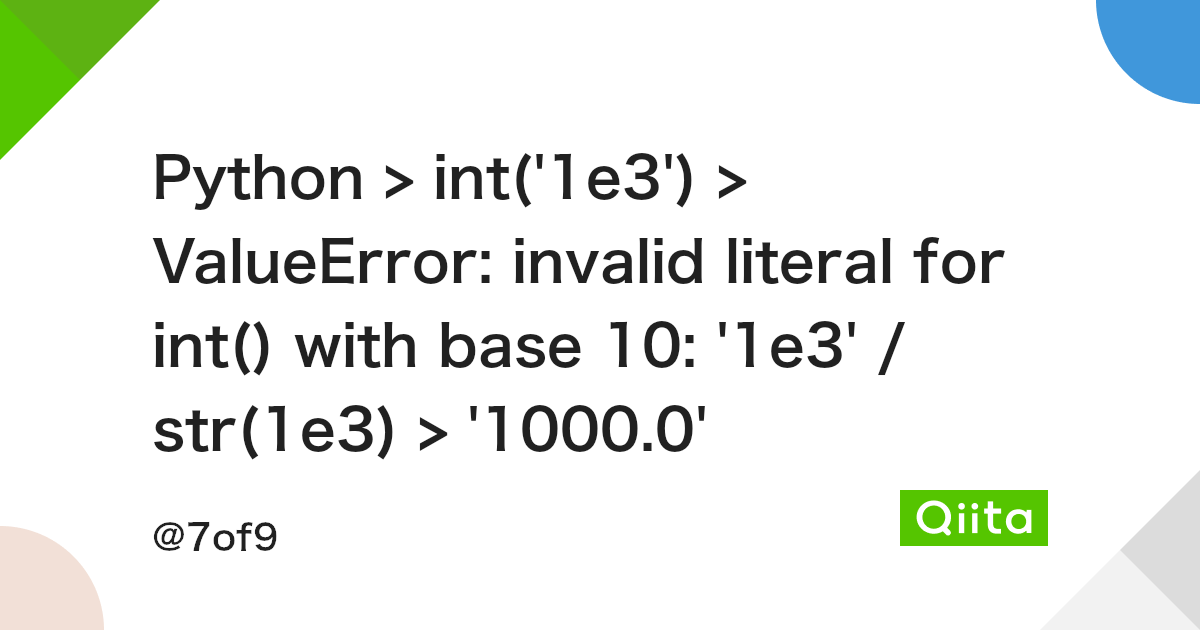 Erro do input fecha o programa: Python > Int(‘1E3’) > Valueerror: Invalid Literal For Int() With Base 10: ‘1E3’ / Str(1E3) > ‘1000.0’ – Qiita” style=”width:100%” title=”Python > int(‘1e3’) > ValueError: invalid literal for int() with base 10: ‘1e3’ / str(1e3) > ‘1000.0’ – Qiita”><figcaption>Python > Int(‘1E3’) > Valueerror: Invalid Literal For Int() With Base 10: ‘1E3’ / Str(1E3) > ‘1000.0’ – Qiita</figcaption></figure>
<figure><img decoding=