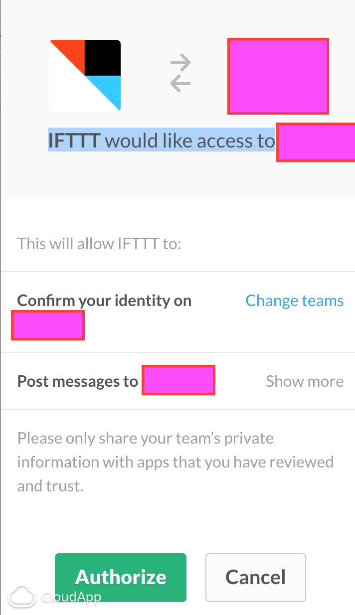 IFTTTのアクセスを許可