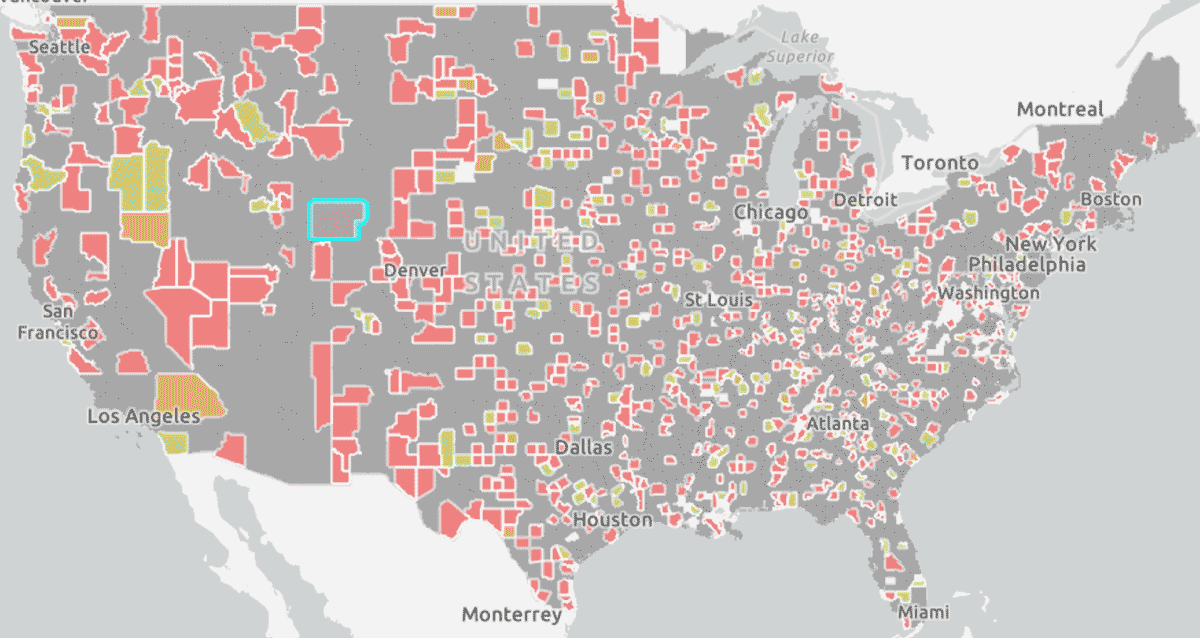 アメリカにおけるワクチン接種率に影響を及ぼす因子を可視化する健康格差の図の例