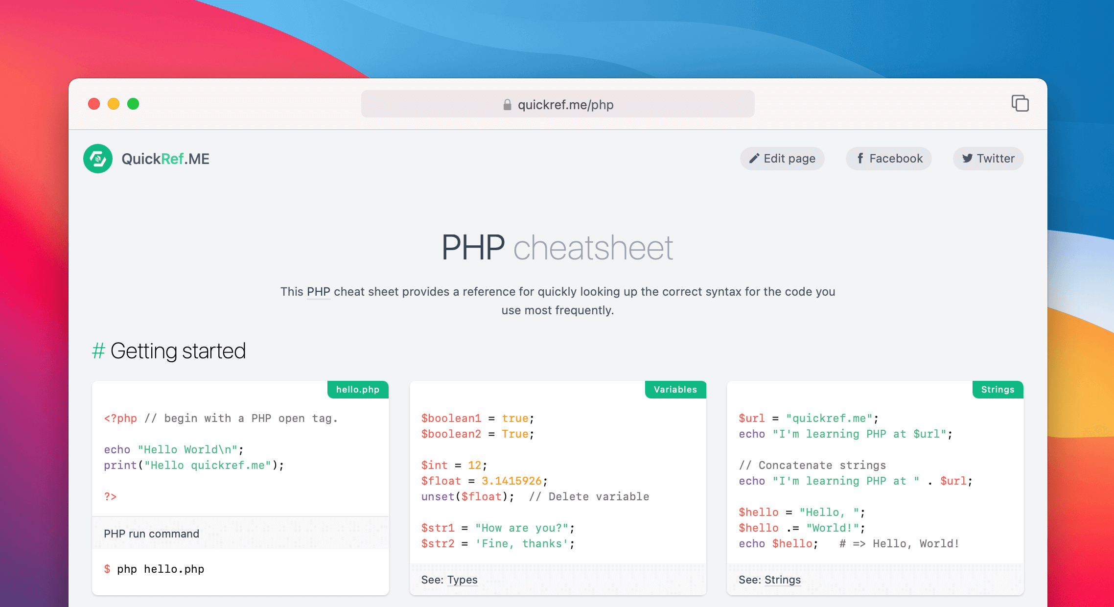Php cheat sheet quick reference guide