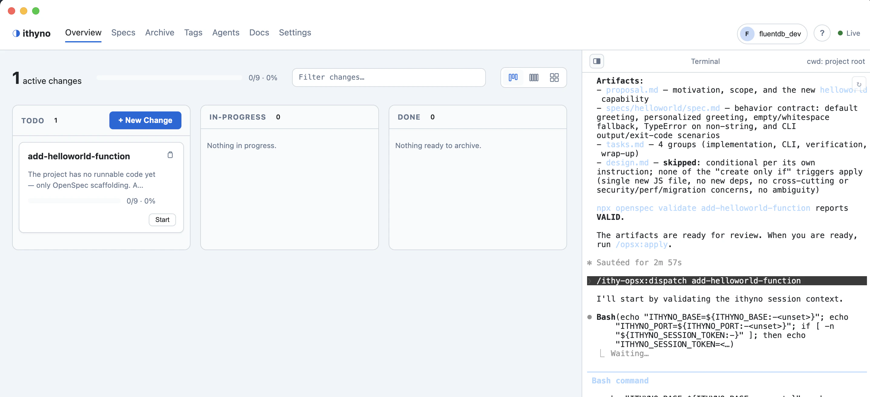 OpenSpec Changeを処理しているWorker