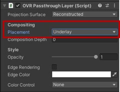 OVRPassthroughLayer設定画面