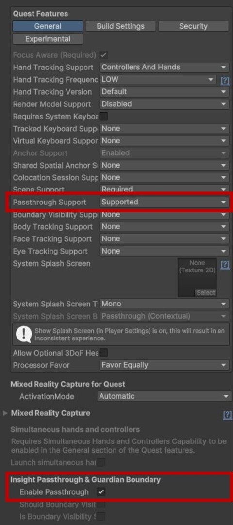 パススルー設定画面