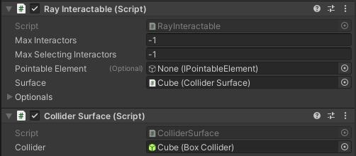 Ray Interactable設定画面