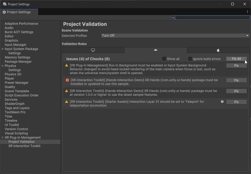 ProjectSettings Fix All