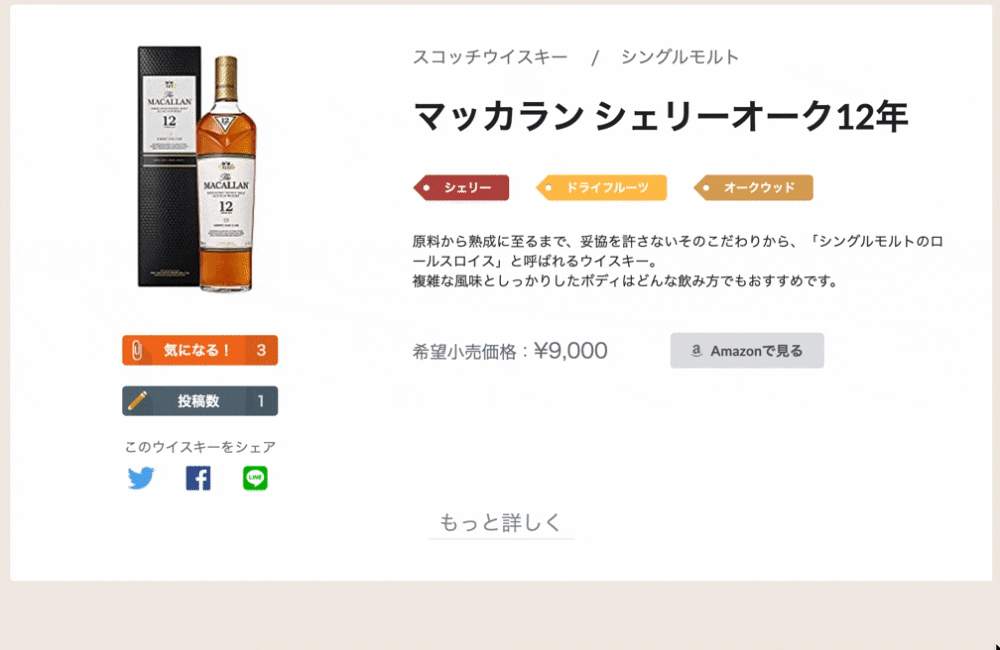 ウイスキー詳細での表示