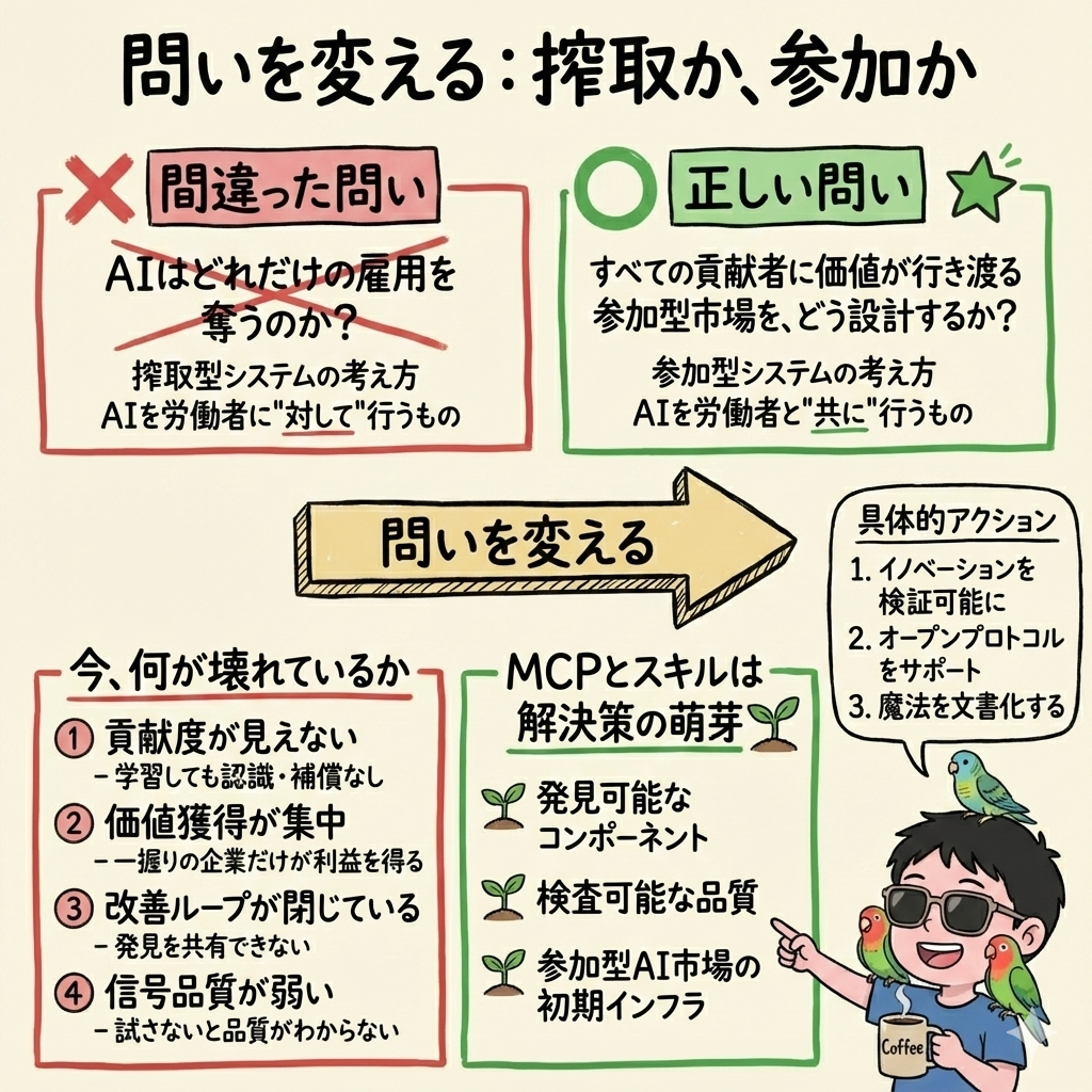 問いを変える:搾取か、参加か