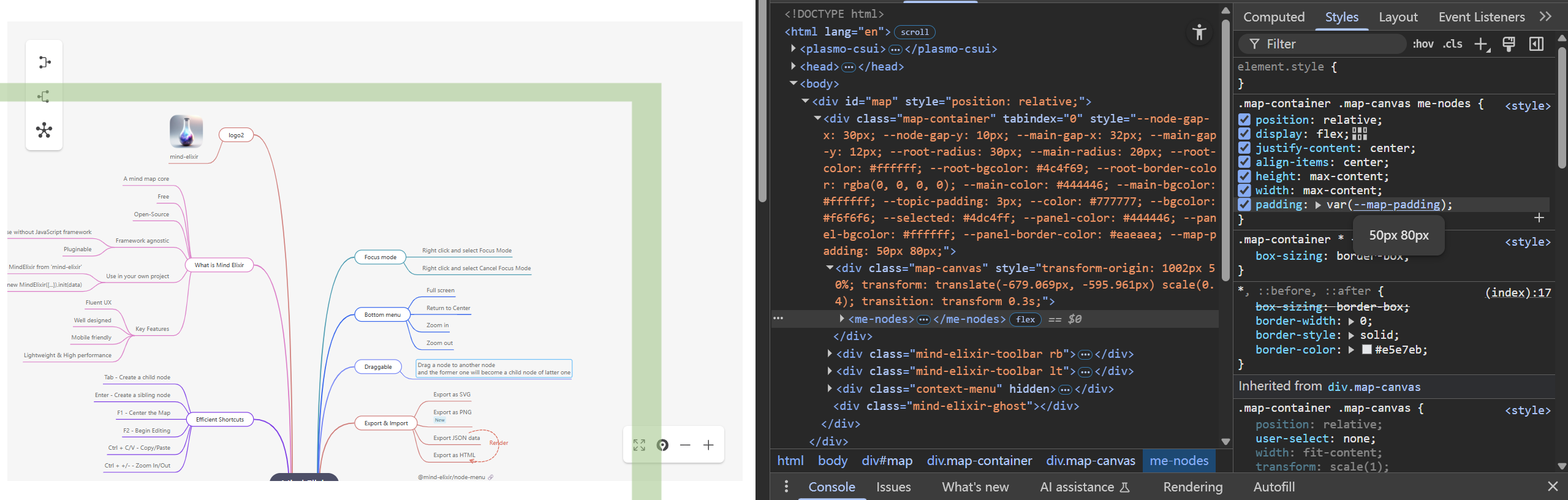 Mind Elixir map-padding
