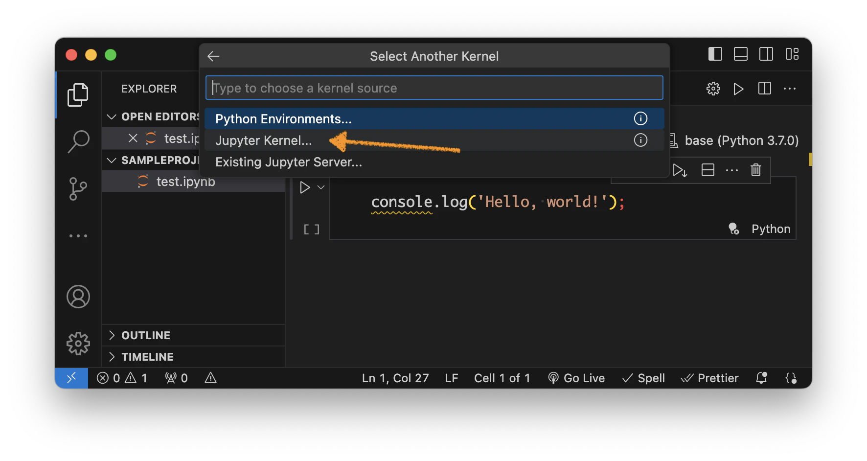 4.3 Select Jupyter Kernel