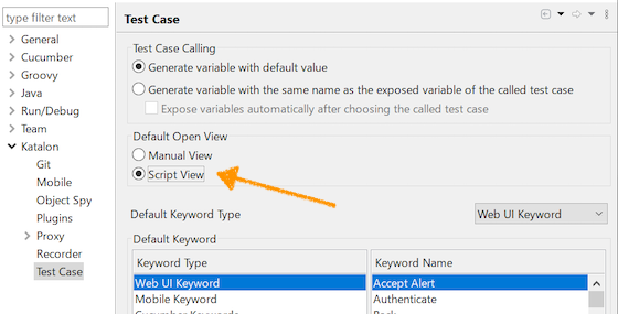 Manual view Script view