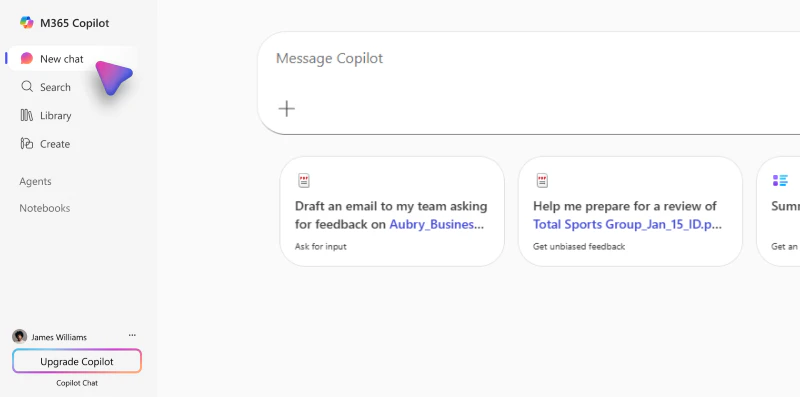 Microsoft Copilot Chatのタスクバー画面