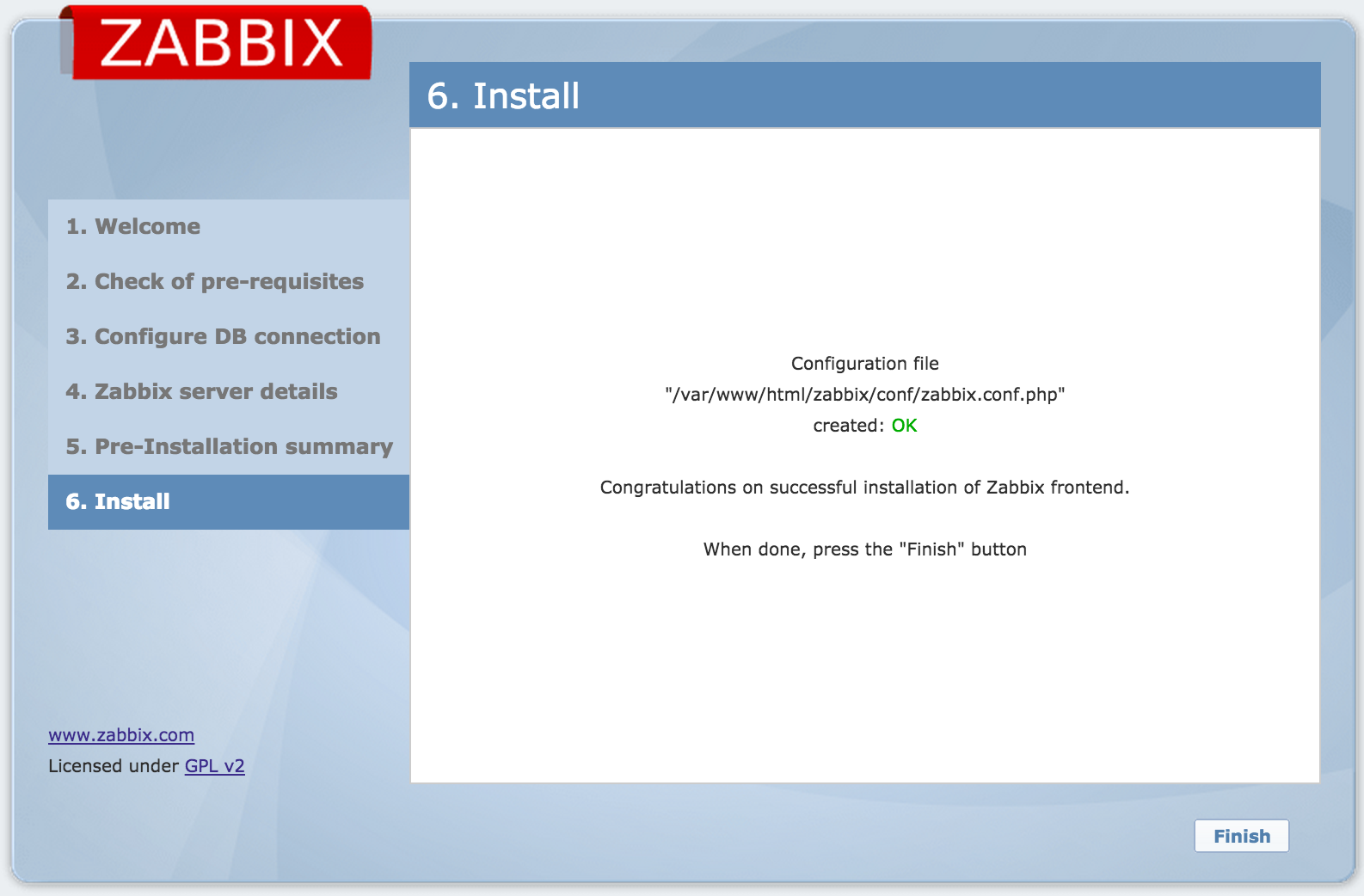 Zabbix Web Interface Installation 9