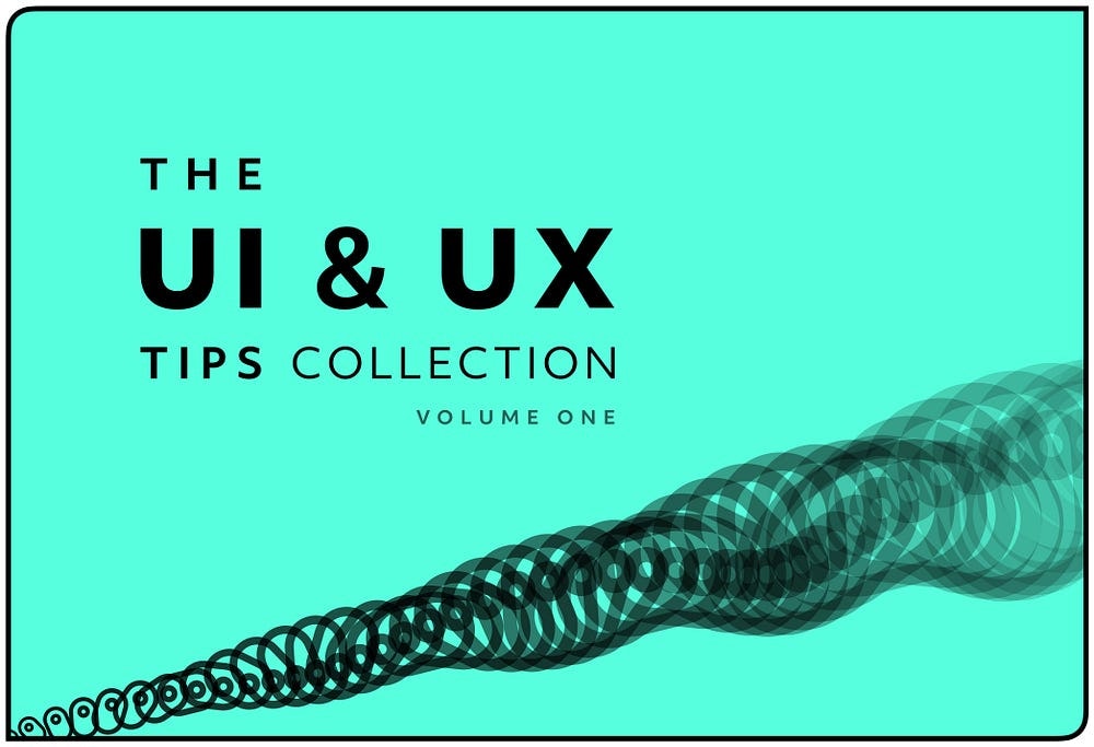 Mint green background with the words 'The UI and UX Tips Collection' in black, over the top of it