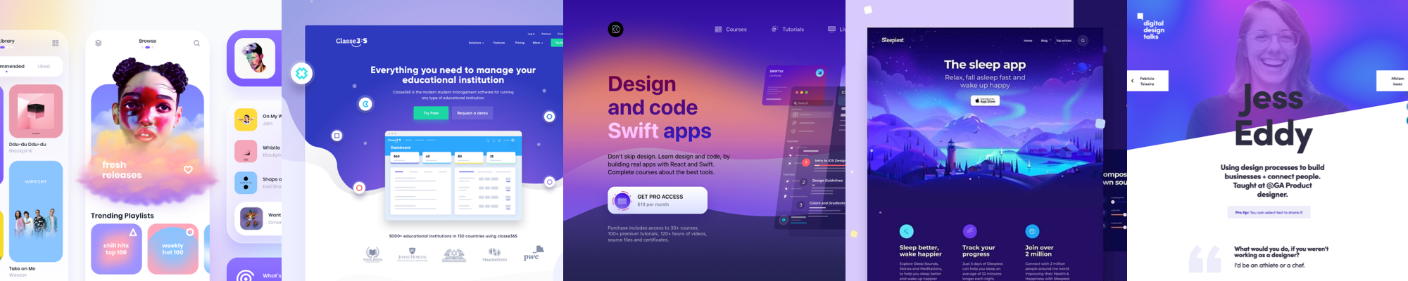 Examples of vivid colors in UI