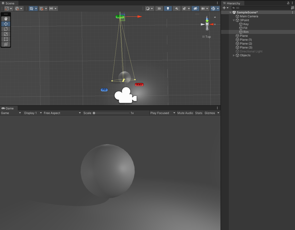3点照明:Key Light, Fill Light and Rim Light