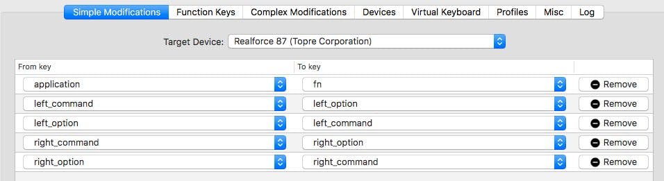 Realforce87の設定 Realforce87の設定