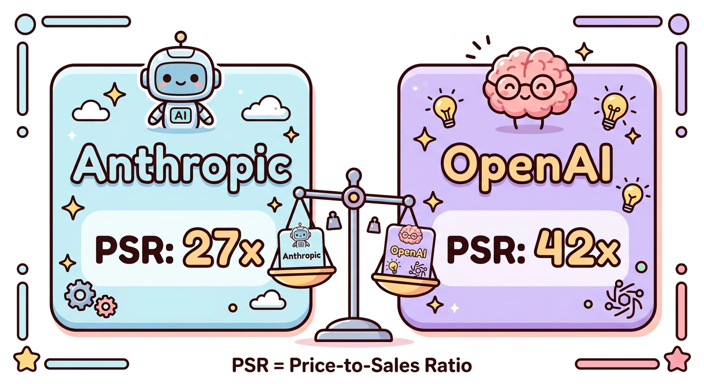 PSR比較(Anthropic 27倍 vs OpenAI 42倍)