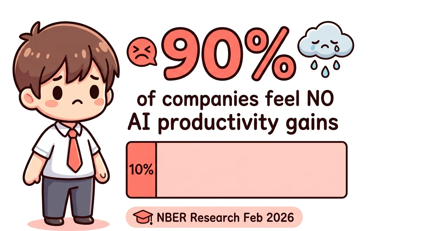 NBER研究(2026年2月): 企業の90%がAI生産性向上を実感していない