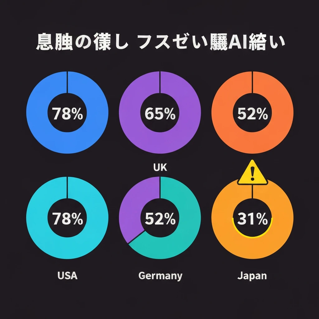 業務組み込み率:日本24%最低テロップ