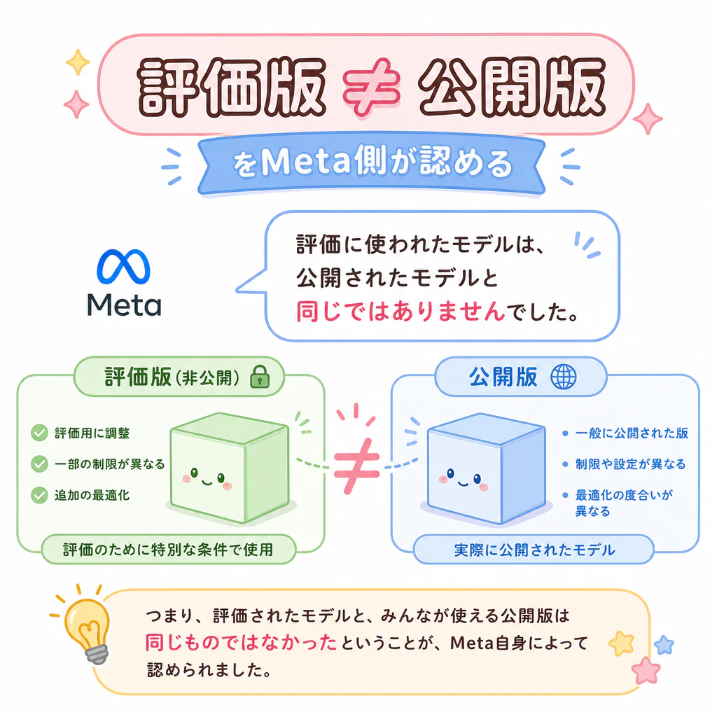 「評価版 ≠ 公開版」をMeta側が認める