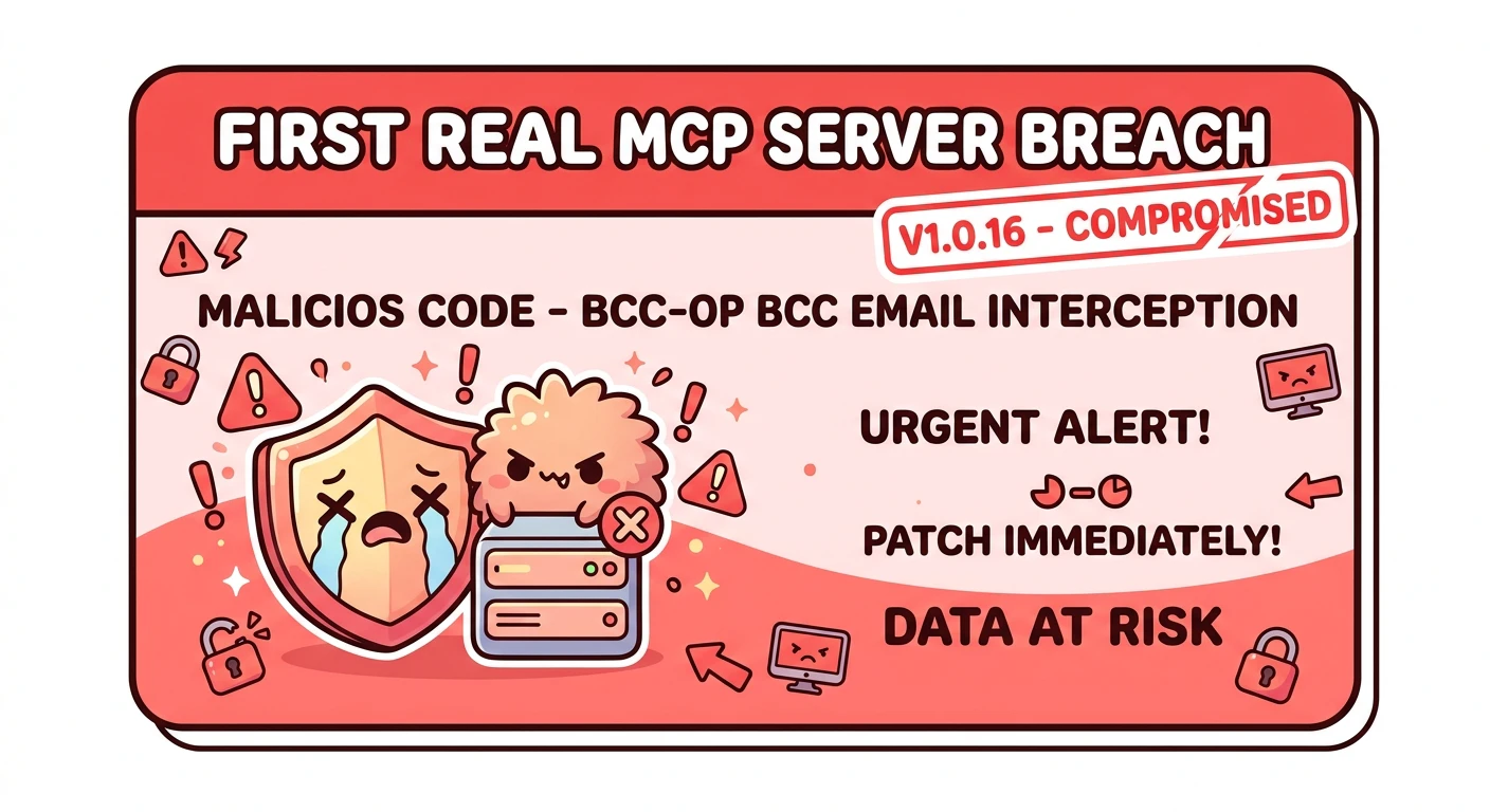Postmark-MCP侵害事件の概要: 「MCPサーバーで初の実被害」バージョン1.0.16に悪意のコードが混入、BCCで全メール情報窃取