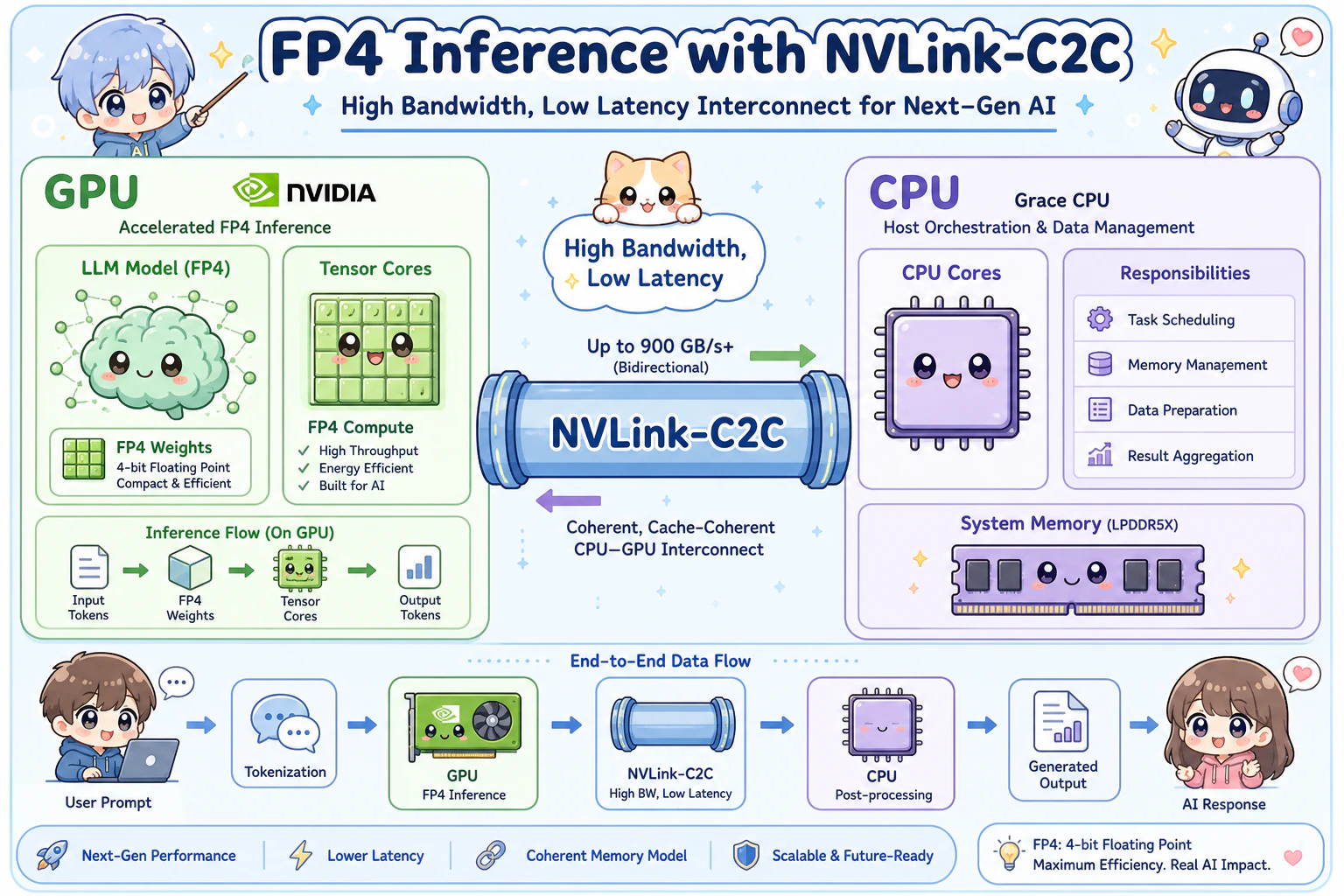 FP4推論+NVLink-C2C の利点図解