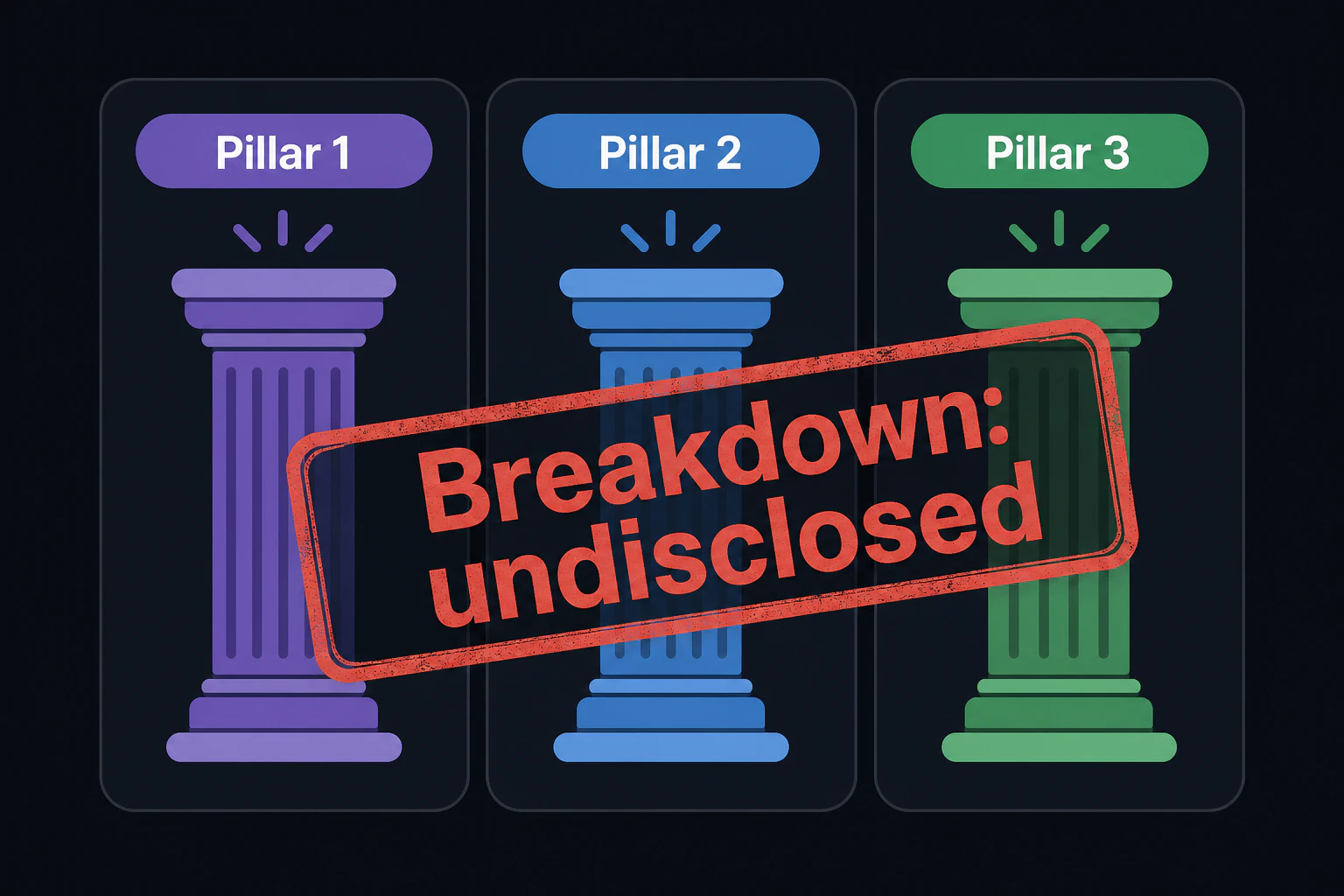 3本柱の図解に「Breakdown: undisclosed」というスタンプを重ねて表示