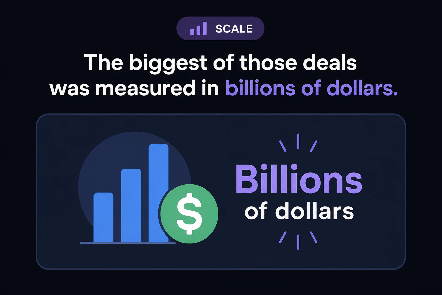 Scale card: the biggest of those deals was measured in billions of dollars