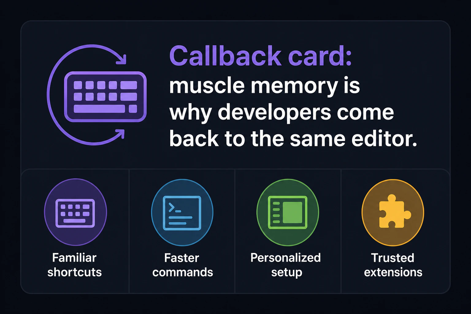 Callback card: muscle memory is why people come back to the same editor