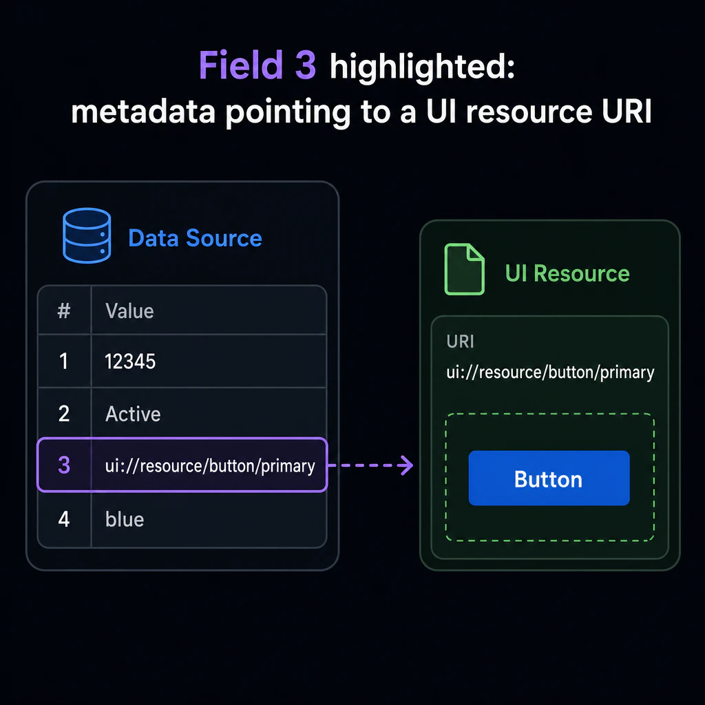 Field 3 highlighted: metadata pointing to a UI resource URI
