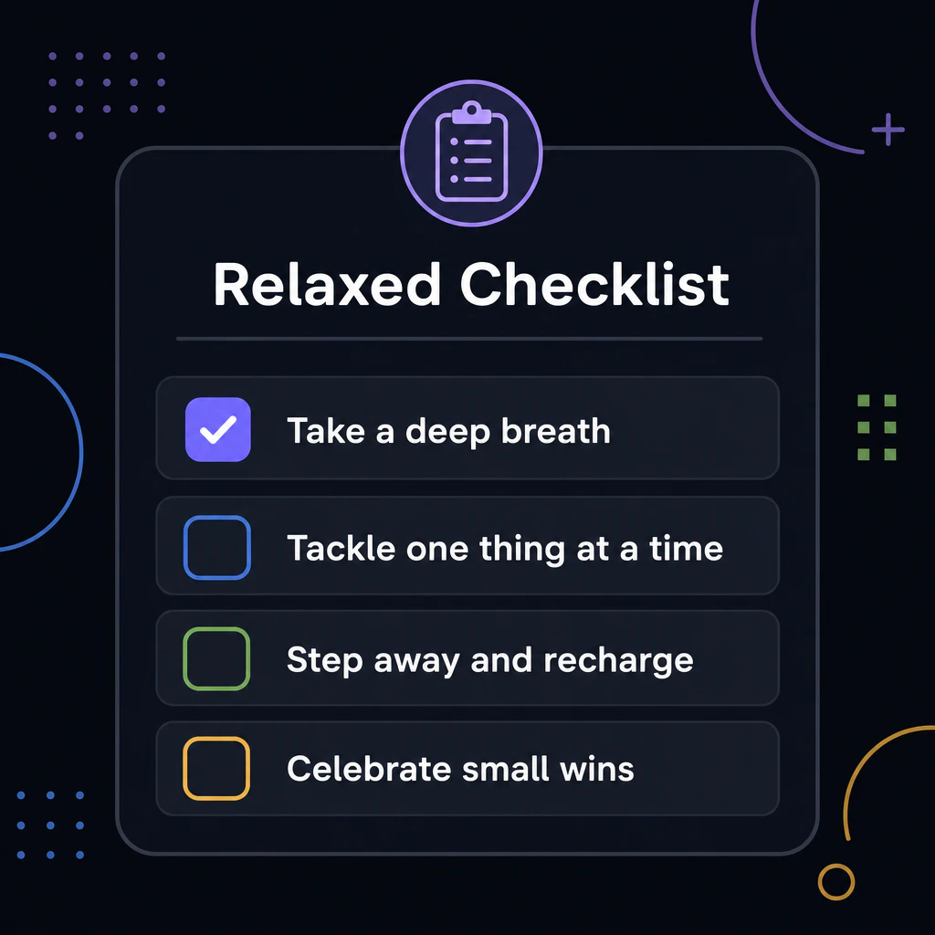 Relaxed checklist with only the first item ticked