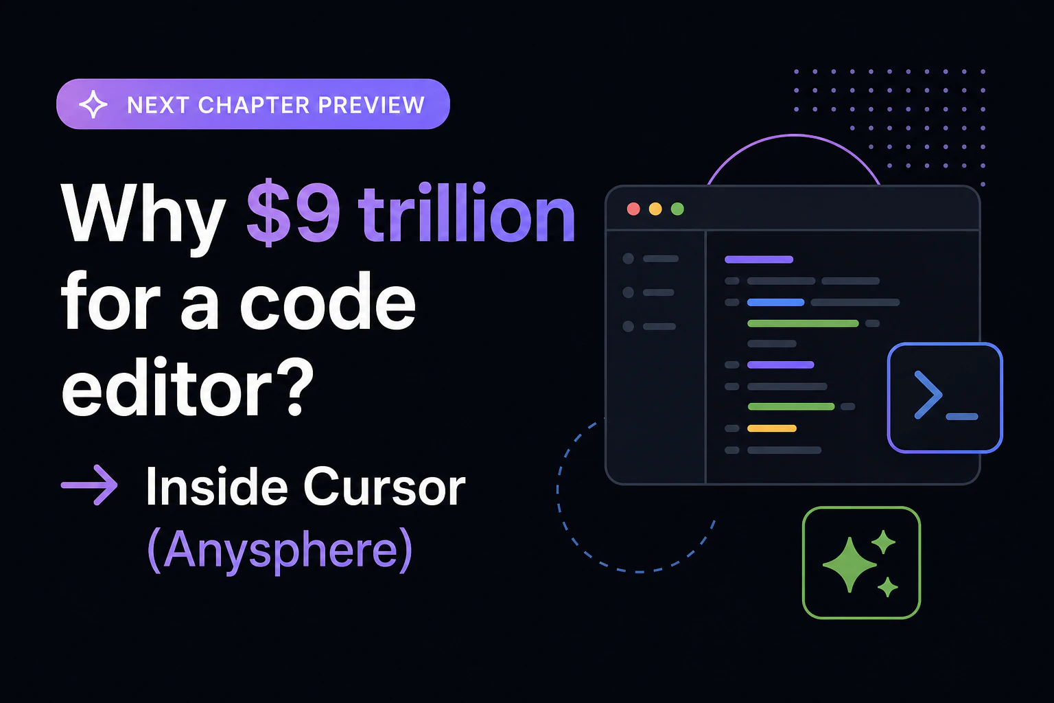 次章予告テロップ: Why $9 trillion for a code editor? → Inside Cursor (Anysphere)