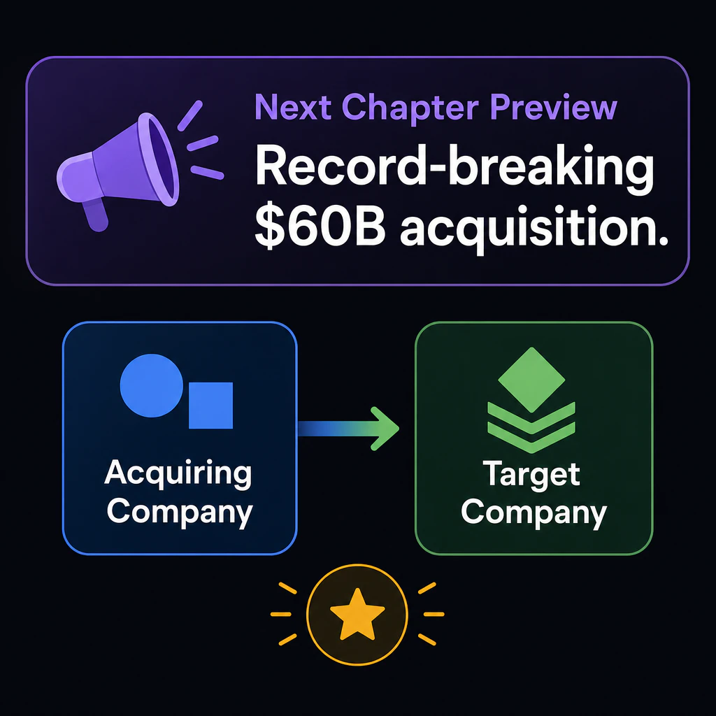 次章予告テロップ: Record-breaking $60B acquisition