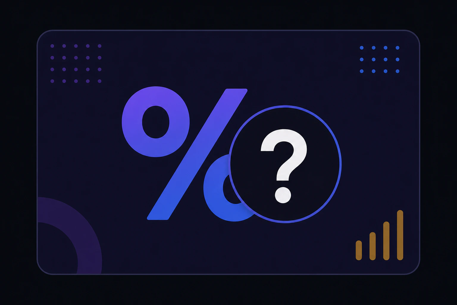 Teaser card: a percentage number with a question mark overlay