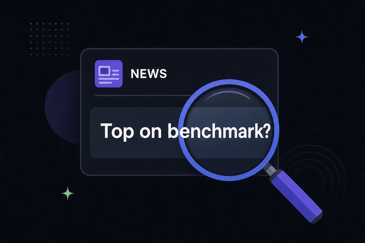 Mock news headline card with a magnifying glass hovering over the ranking claim