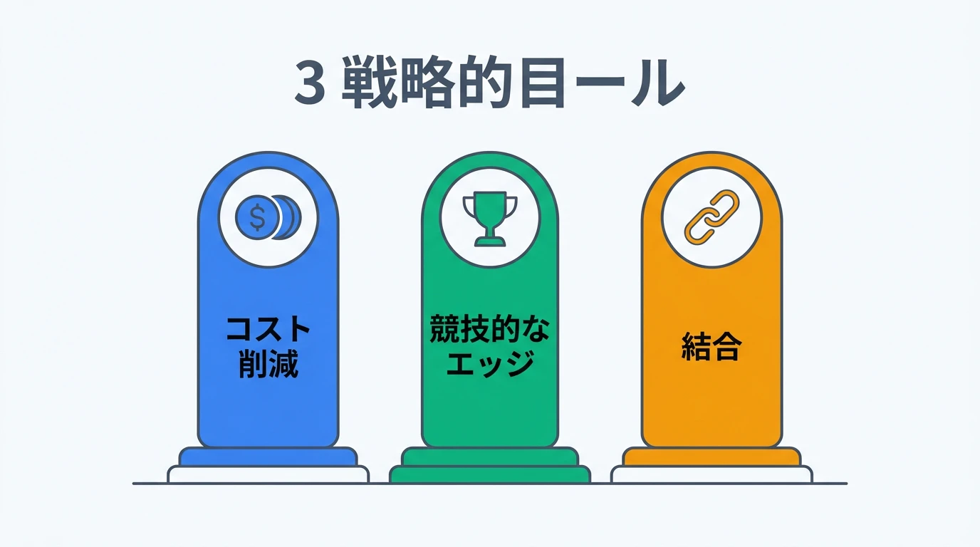 買収の3つの戦略的狙い — コスト削減・競争優位・統合制御