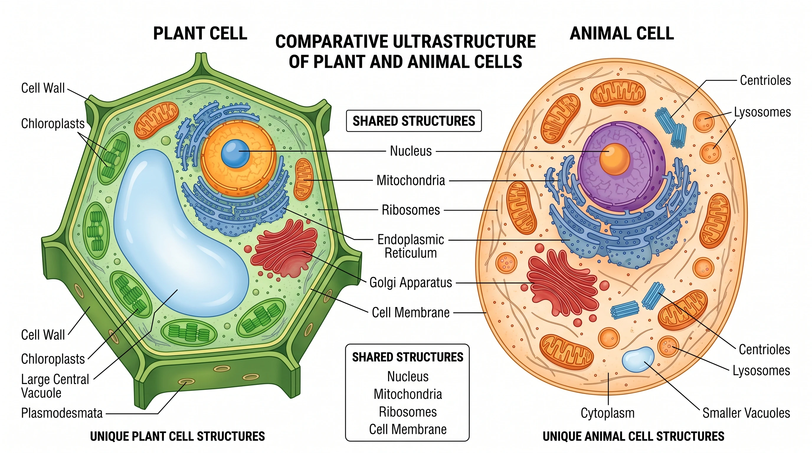 Plant and animal cell comparison diagram