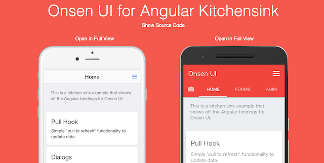 Onsen UI for Angular Kitchensink