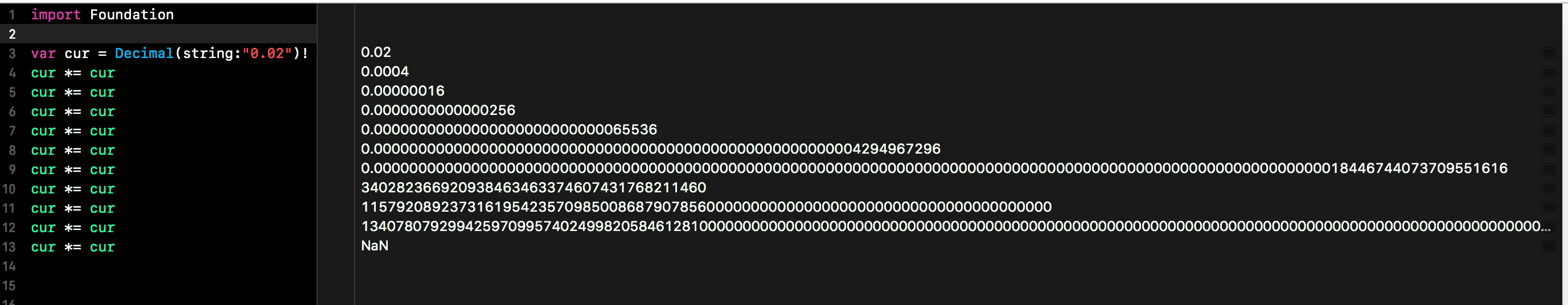 swift underflow overflow