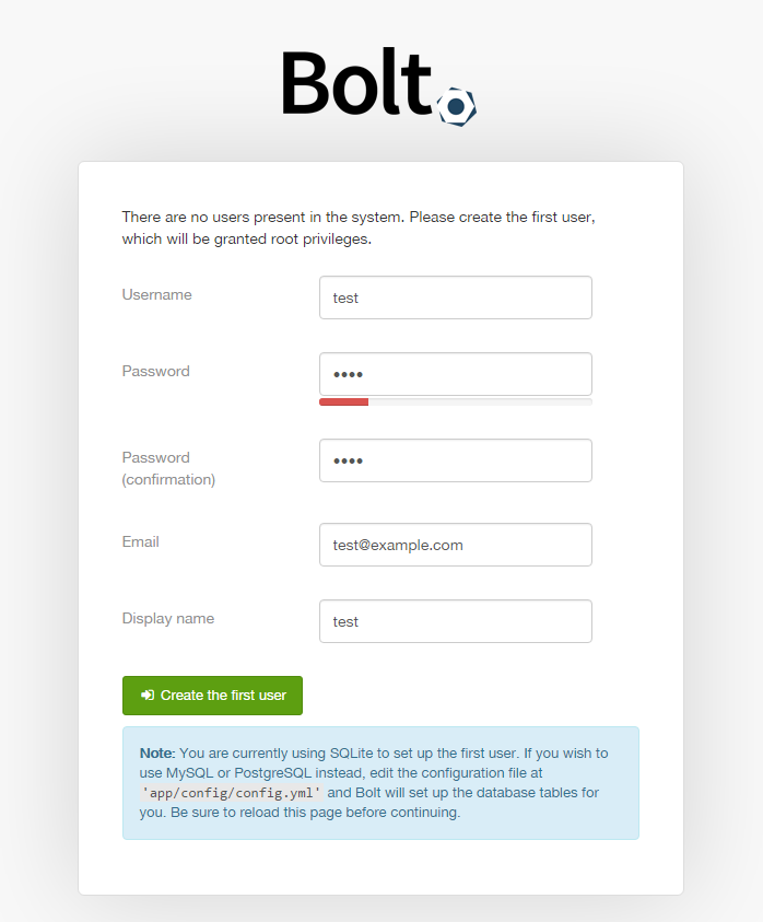 Create the first user – Bolt.png