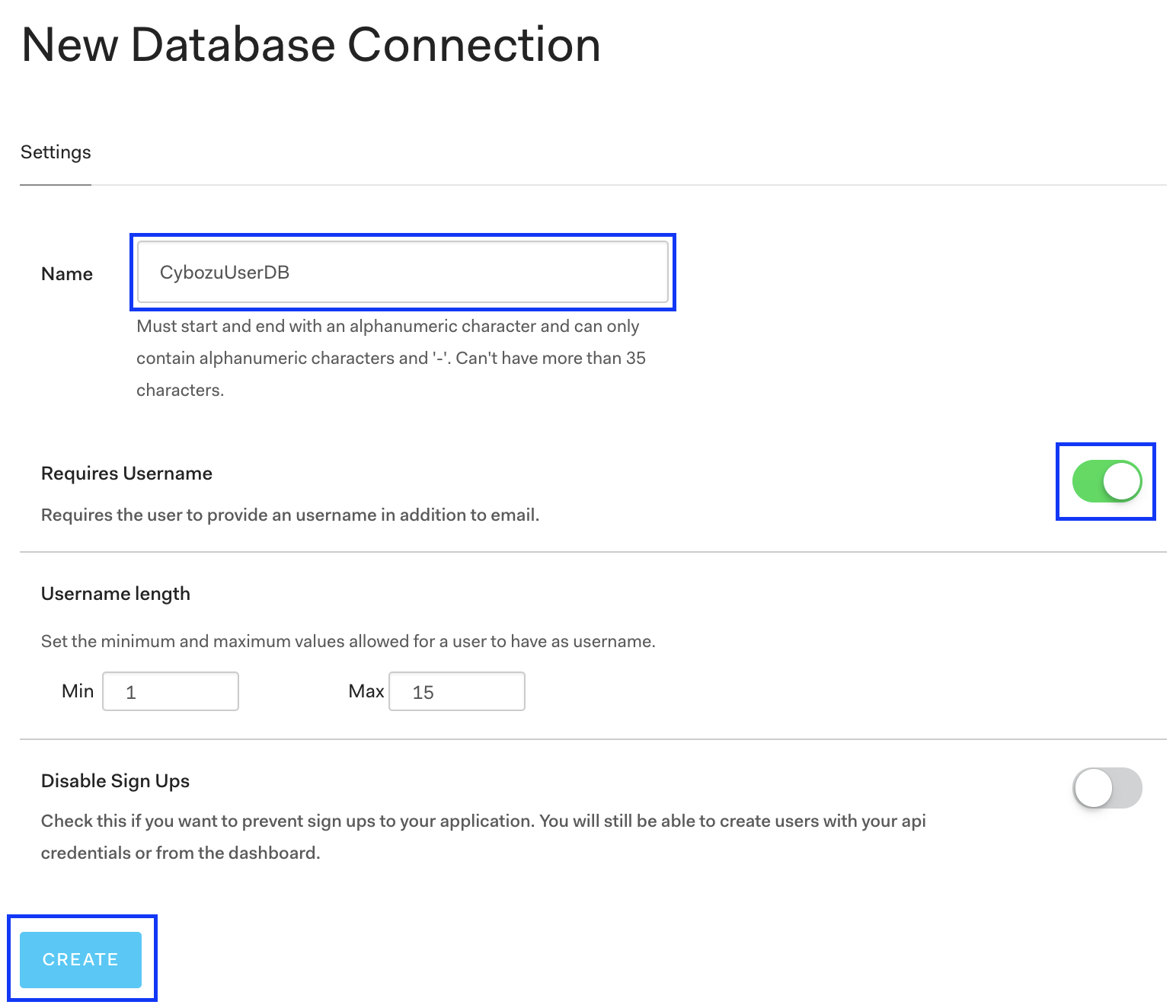 Auth0 Database Connectionの作成